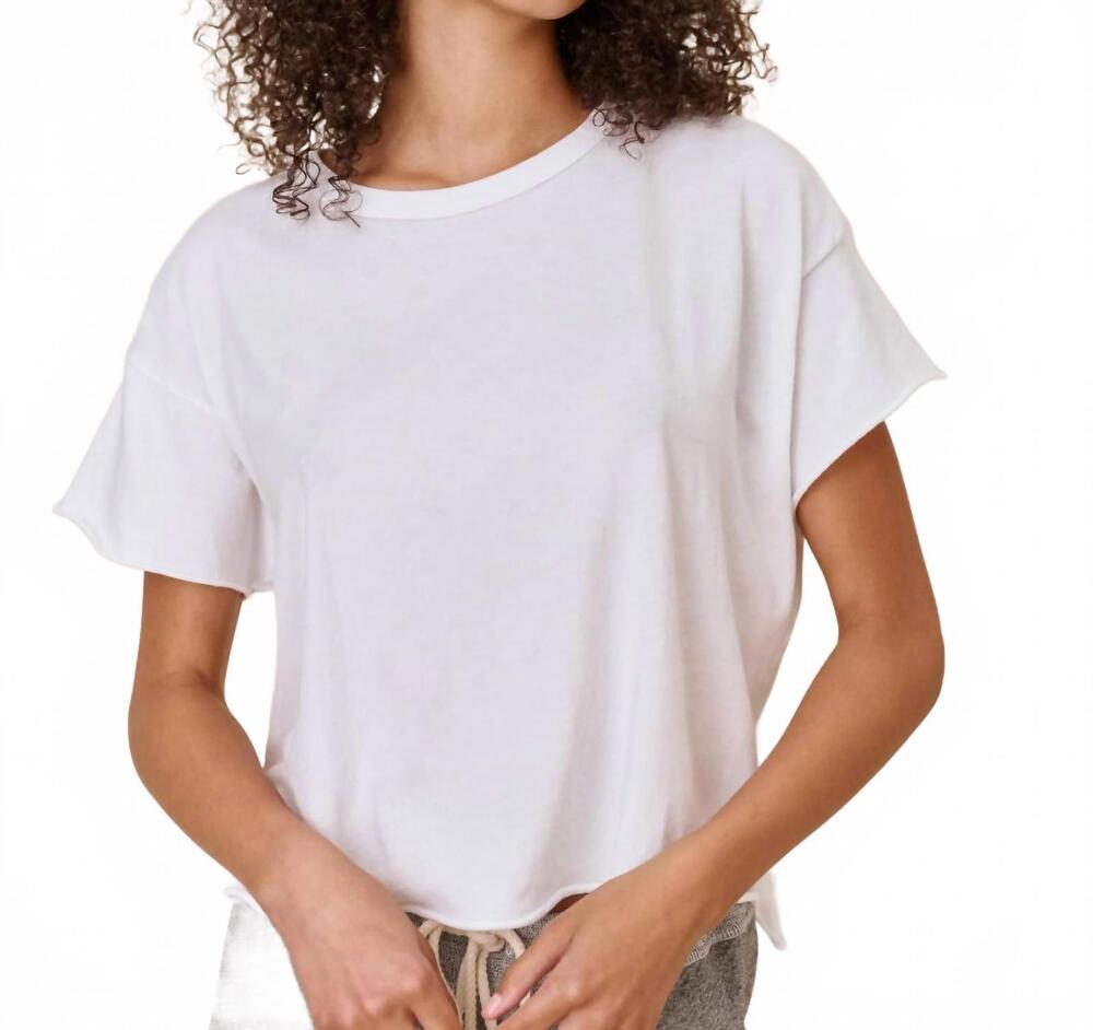 NEW THE GREAT. boxy fit crop tee in true white